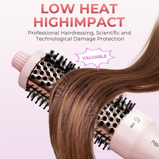ABNER Thermal Ionic Brush, 1.5 inch Heated Round Brush for Blowout Look, Volumize, Style, Makes Hair Shinier & Smoother, Dual Voltage, Negative Ion Technology, Titanium, Temperature Settings