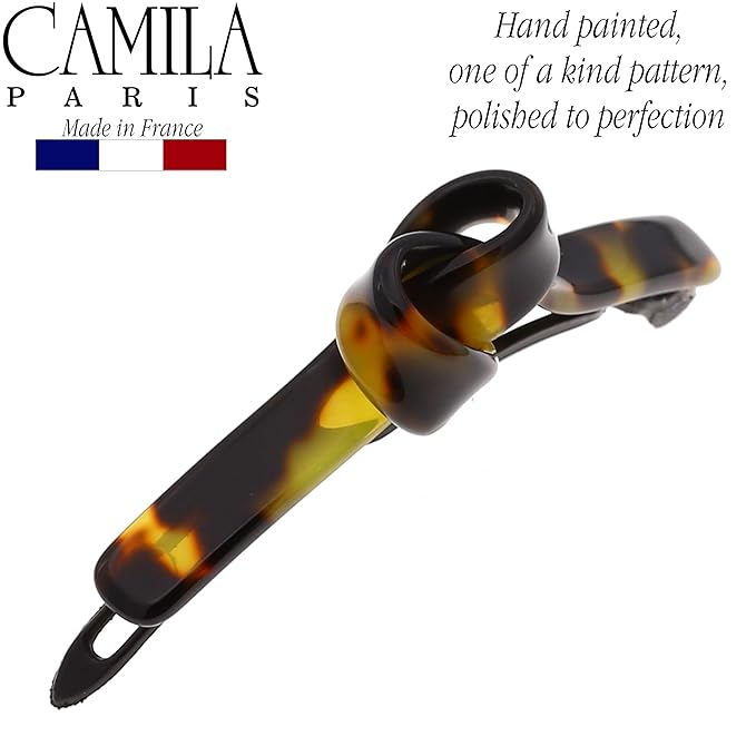 Camila Paris CP2801 French Hair Barrette Clip for Girls, Handmade, Tokyo, Metal-Free Closure Strong Hold Grip Hair Clips for Women, No Slip and Durable Styling Girls Hair Accessories, Made in France