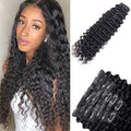 Seamless Clip in Hair Extensions Real Human Hair Deep Wave Brazilian Virgin Human Hair for Women 8Pcs PU Clip in Remy Hair Skin Weft with 18Clips 120g 26inch Natural Black