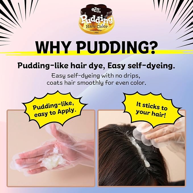 eZn Pudding Hair Dye, Ammonia-Free, Semi-Permanent DIY Korean Hair Dye Color with Keratin, Odorless Gentle for Sensitive Skin No Skin Irritation(Mushroom Blond)
