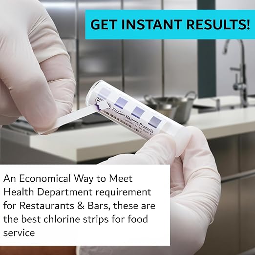 Chlorine Test Strips for Restaurants & Food Services, 20 x Vial of 100 Chlorine Sanitizer Testing Kits, Bleach Test Strip, 0-200PPM Testing Kit Sanitizing Solution for Kitchen & Bar by FryOilSaver Co.