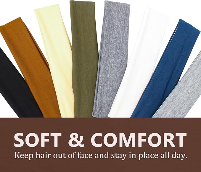 Yoga Sports Headbands for Women,Elastic Stretch Girls Athletic Headbands, Wide Non-Slip Workout Headband, 16 Pack, Multiple Colors
