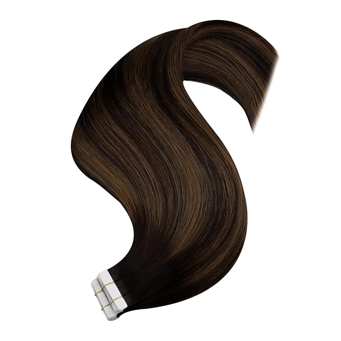 YoungSee Tape in Extensions Human Hair Brown Balayage Tape in Hair Extensions Human Hair Dark Brown Ombre Ash Browns Tapes-in Extension Real Hair 18 Inch Hair Extension Tape-in for Women 20pcs 50g