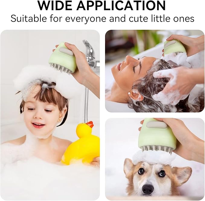 MOCHTERO Scalp Massager with Shampoo Dispenser, for Stress Relax Hair Growth,Handheld Hair Silicone Brush,Green