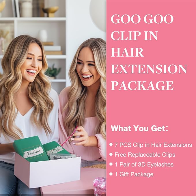 GOO GOO Clip in Hair Extensions Real Human Hair, Remy Human Hair Extensions Clip ins for Women, Natural Human Hair, 18inch 120g 7Pcs, 60A Platinum Blonde