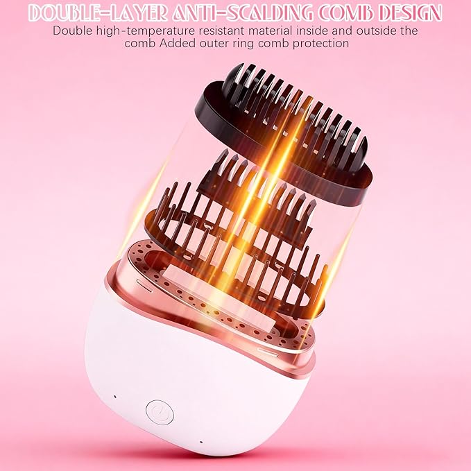 Mini Straightener, New Cordless Rechargeable Portable Hair Straightener Brush, 3-Speed Temperature Control, Anti-Scald Shell, Lightweight & Portable Travel (White)