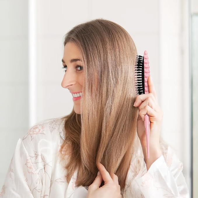 Curly Hair Brush Set,Curl Defining Brush for Curly Hair,Trident Handle Design,Detangling & Shaping & Defining Curls for Women and Girls,Wet or Dry Hair(Pink)