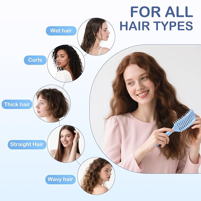 Curly Hair Brush & Curl Defining Brush – Easily Detangles Knots with Less Pulling – Styles Wet or Dry Hair, Tames Frizz for All Curl Types (Pink)