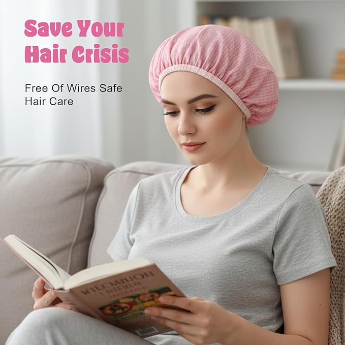 2 Pcs Heat Cap for Deep Conditioning, Conditioning Cap Made of Aluminum Foil with 100pcs Disposable Plastic Caps, Portable Thermal Hair Steam Caps for Home and Salon Use Hair Dyeing