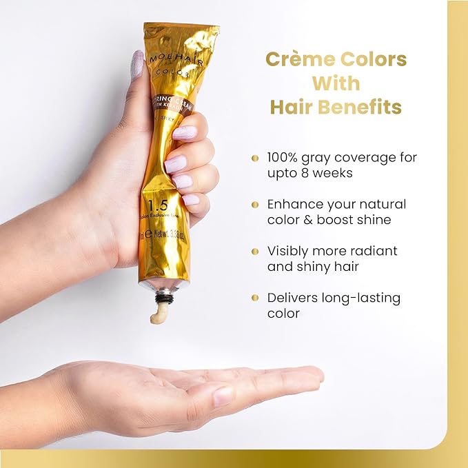MOEHAIR Hair Coloring Kit | 5NN Permanent Hair Color (Light Brown Intense), 20 Volume Developer 6%, Coloring Brush, Gloves & Mixing Bowl | Keratin Infused Color | Gray Coverage | Adds Shines
