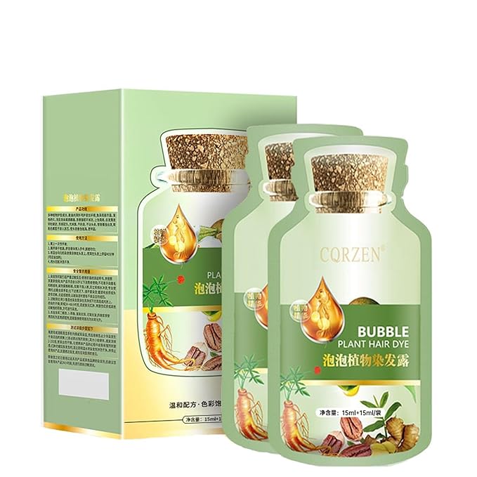 Natural Plant Hair Dye, New Botanical Bubble Hair Dye 20ml 10Packs/Box, Chestnut Brown, Pure Plant Extract for Grey Hair Color Bubble Dye, Color Conditioner Shampoo