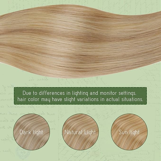 RUNATURE Blonde Hair Extensions Clip Ins, 22 Inch Clip in Human Hair Extensions, Real Human Hair Clip in Extensions, Remy Long Hair, Add Hair Length, 120g 7pcs #16P24 Golden Blonde Highlights