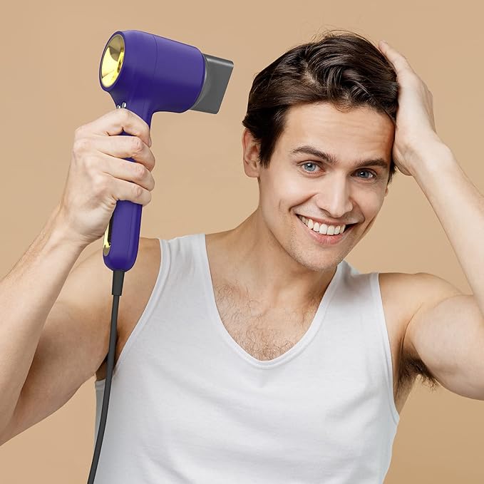 Hair Dryer, Ionic Blow Dryer, 110, 000 RPM Brushless Motor for Fast Drying, Low Noise, Memory Function, Reduce Frizz, Hollow，Professional High Speed Hairdryer with 2 Magnetic Nozzles for Home, Salon