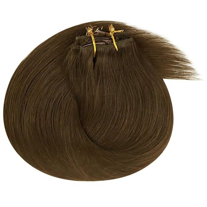 Ve Sunny Remy Hair Extensions Clip in Real Human Hair Cool Ash Brown Mix Clip in Hair Extensions Real Human Hair for Women 7pcs 105g 14 inch