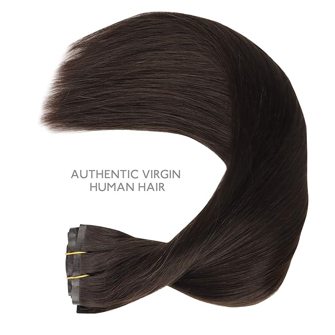 WENNALIFE Seamless Clip In Hair Extensions Human Hair, 24 Inch 160g 7pcs Dark Brown Hair Extensions Clip in Human Hair Invisible PU Skin Weft Natural Remy Human Hair Extensions