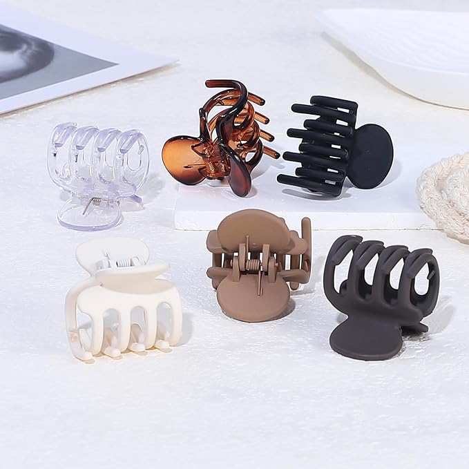 6 Pcs Hair Clips Small Claw Clips for Thin Hair Medium Matte Non-slip Hair Accessories for Women and Girls (Transparent)