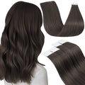 LaaVoo Mocha Brown Tape in Hair Extensions Human Hair Brown Tape in Extensions Real Hair Seamless Tape on Human Hair Extension for Women 12 Inch 20pcs 30g