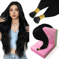 YoungSee Itip Human Hair Extensions Black 20In I Tip Hair Extensions Human Hair Jet Black Itip Extension Remy Hair 50s 50g Pre Bonded Hair Extension with Soft and Smooth Texture