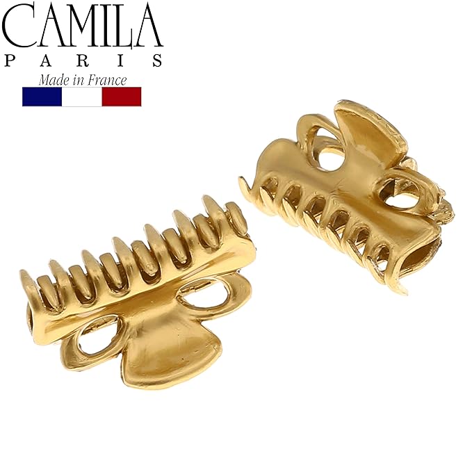 Camila Paris CP2921/2 French Hair Clip for Women, Set of 2 Small 1 inch Gold Girls Hair Claw Clip Jaw Fashion Durable Styling Hair Accessories for Women, Ladies Strong Hold Grip Clamp, Made in France