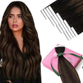 YoungSee Tape in Extensions Human Hair Brown Balayage Tape in Hair Extensions Human Hair Dark Brown Ombre Ash Browns Tapes-in Extension Real Hair 18 Inch Hair Extension Tape-in for Women 20pcs 50g