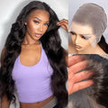 VIPbeauty 13x6 Full Lace Frontal Wigs Human Hair Pre-Bleached Knots 180 Density HD Transparent Body Wave Lace Front Wigs Glueless Pre Plucked with Baby Hair 22 Inch