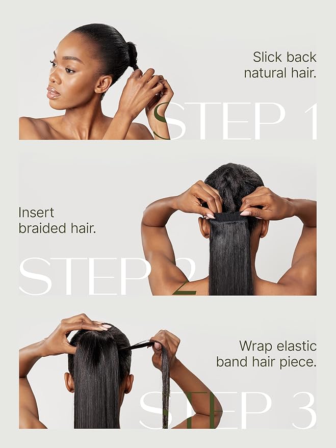 Frodio Clip in Ponytail Extension Human Hair for women Straight 26 Inches Long Straight Hair drawstring Ponytail Natural Color