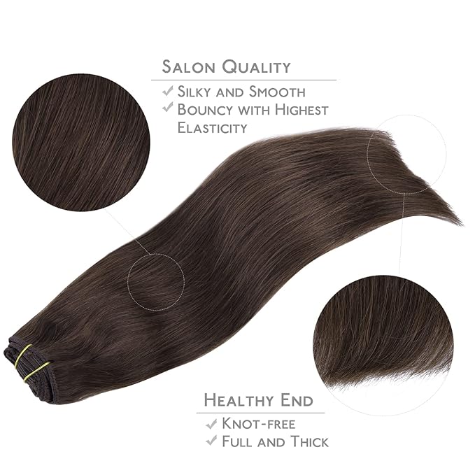 WENNALIFE Clip in Hair Extensions Real Human Hair, 12 Inch 80g 7pcs Remy Hair, Light Dark Brown Straight Natural Extensiones De Cabello Humano Con Clip Ins