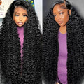 26 Inch 13x6 Deep Wave Lace Front Wigs Human Hair 200 Density 13x6 HD Lace Front Wigs Human Hair Pre Plucked Deep Curly Glueless Wig 100% Virgin Human Hair Lace Front Wigs for Women
