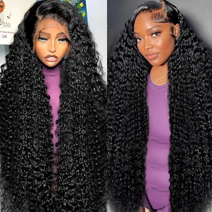 22 Inch 13x6 Deep Wave Lace Front Wigs Human Hair 200 Density 13x6 HD Lace Front Wigs Human Hair Pre Plucked Deep Curly Glueless Wig 100% Virgin Human Hair Lace Front Wigs for Women