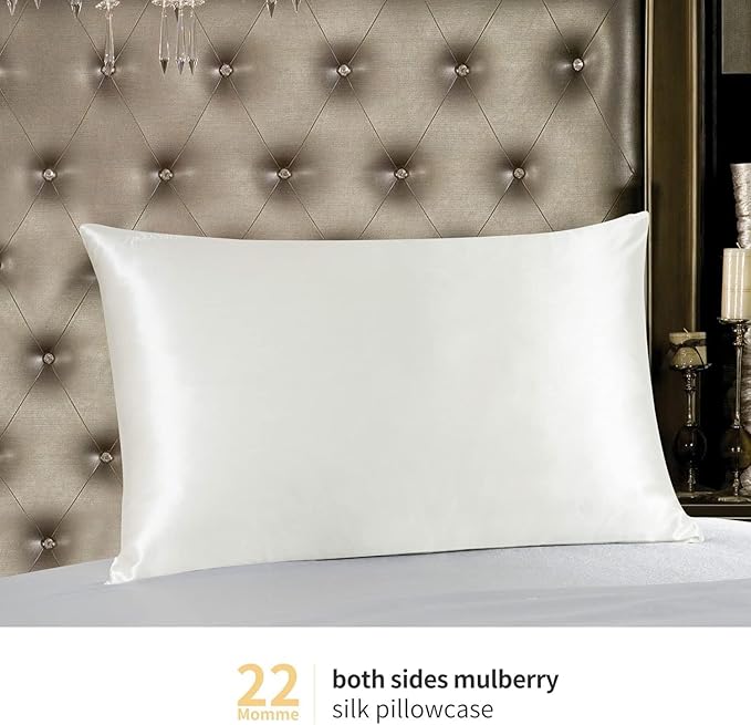 ZIMASILK 22 Momme Silk Pillowcase for Hair and Skin - 100% Pure Mulberry Silk with Hidden Zipper, Grade 6A Luxury Pillow Case for Women, Soft & Durable, Gift Box (Queen 20''x30''Ivory)