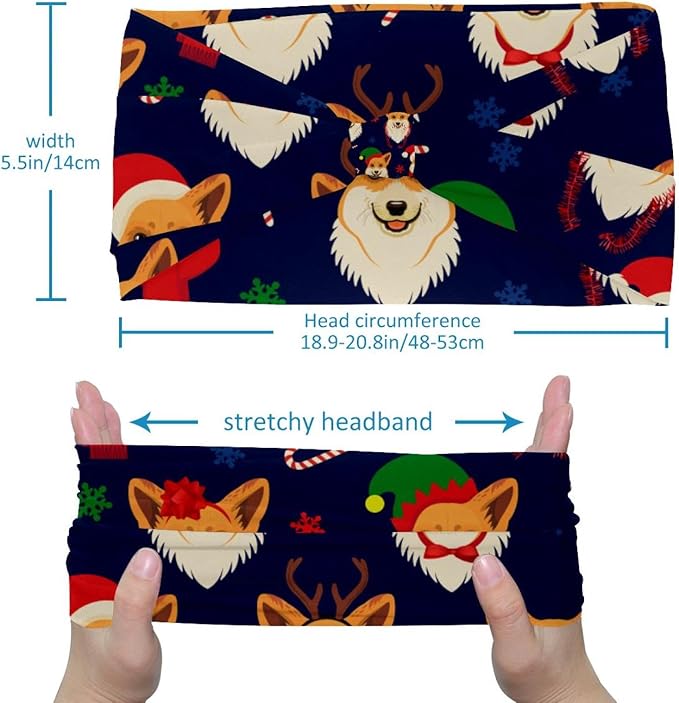 6 Pcs Stretchy Headbands for Women, Absorbed Sport Headband Soft Twist Knotted Headbands for Daily Life Yoga Workout, Dogs Collection Multi Animal