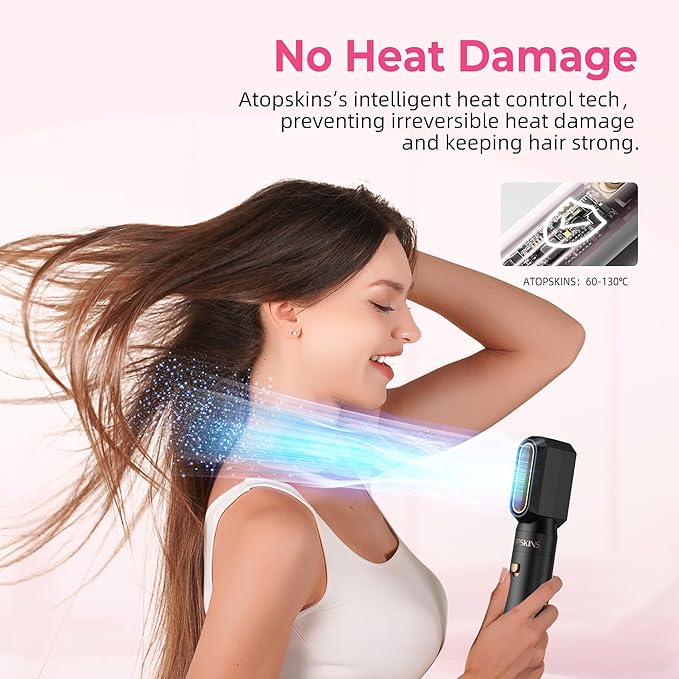6 in 1 Blow Dryer Brush Set & Hot Air Styler, Negative Ionic Hair Dryer Brush Hair Styling Tools for Fast Drying Straightening Curling Voluming, Ideal Gifting for Women (Black)
