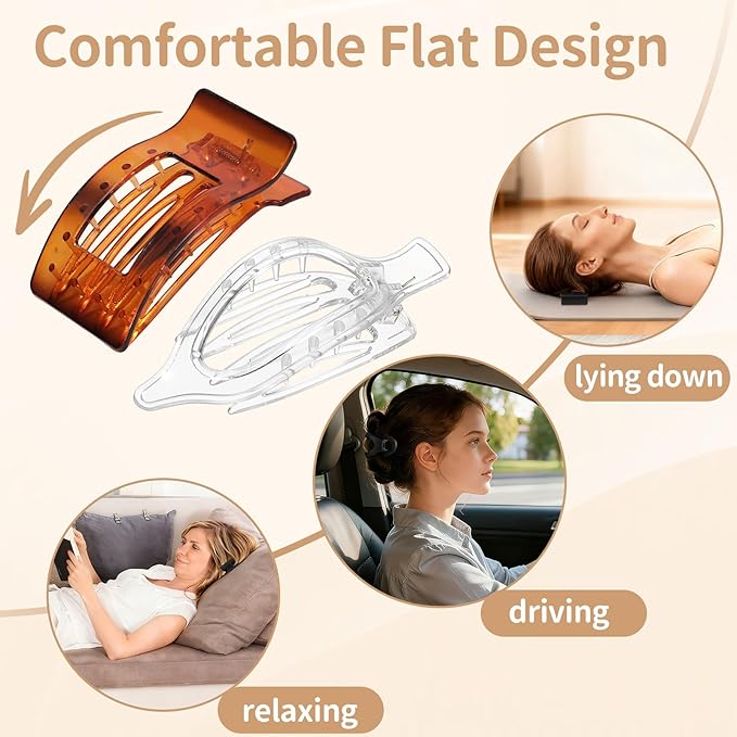 8Pcs French Flat Hair Clips for Women 2 Styles Claw Clips for Girls Matte Flat Hair Claw Clips for Thin and Thick Hair Large Non-slip Strong Hold Hair Accessories for Women (Transparent)