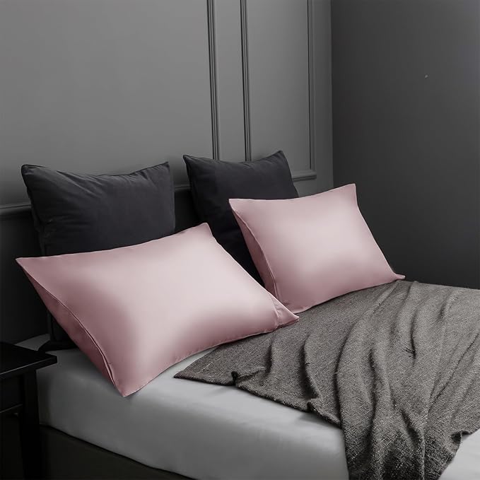 TELUS Pillow Cases Standard Size 2 Pack, Bamboo Rayon & Lyocell Pillowcase with Envelope Closure, Cooling Breathable Pillow Cover for Hot Sleeper & Night Sweats, 20x26 inch, Light Pink