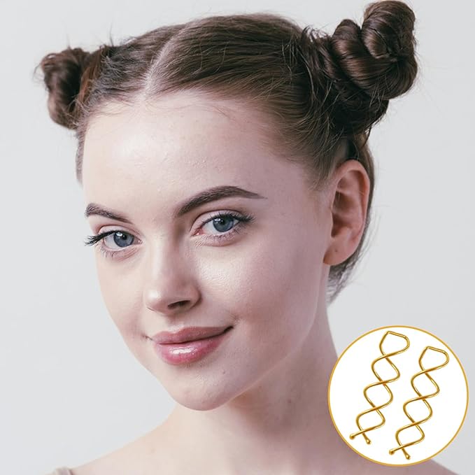 30 Pcs Spiral Hair Pins, Spin Pins for Hair, Alloy Spiral Bobby Pins, Bun Twist Spiral Hair Pins with Non-scratch Rounded Tips for Women Bun Hair Style (Gold)