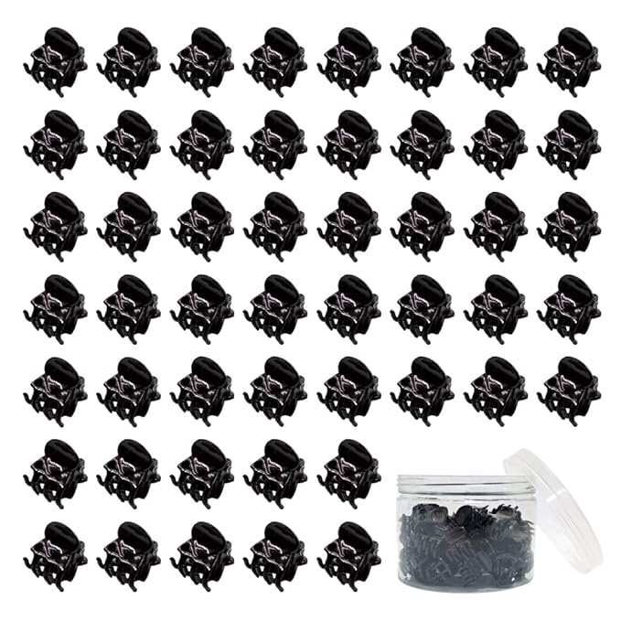 50 PCS Mini Hair Claw Clips， Bangs Strong Grip Multifunction Clamp Clips. (Black)