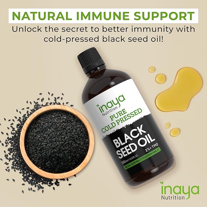 Nigella Sativa Black Seed Oil – Pure Cold-Pressed with 2% Thymoquinone | Egyptian Sourced | Nutrient-Rich for Overall Wellness, Hair & Skin Care | 30 Servings in Glass Bottle