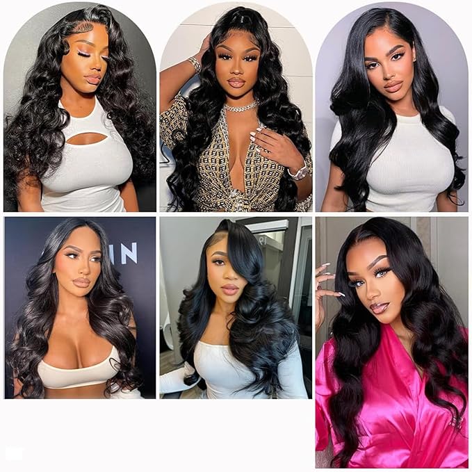 Real HD Lace Wig 13x6 Full Lace Frontal Wig 220% Density Body Wave HD Transparent Lace Front Wigs Virgin Human Hair Wigs Pre Plucked with Baby Hair 24 inch