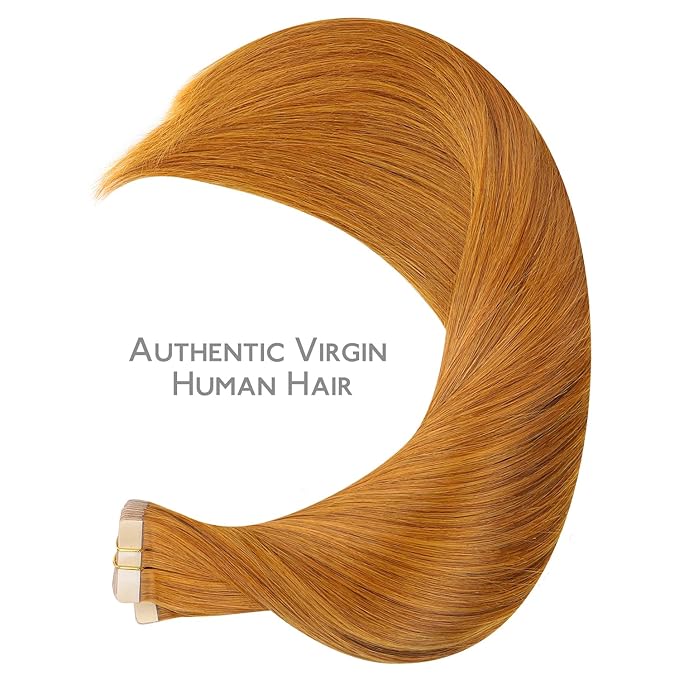 WENNALIFE Tape in Hair Extensions Human Hair, 40pcs 100g 20 inch Auburn Ginger Real Human Hair Straight Tape in Extensions Invisible Human Hair Extensions Reusable Real Hair Extensions