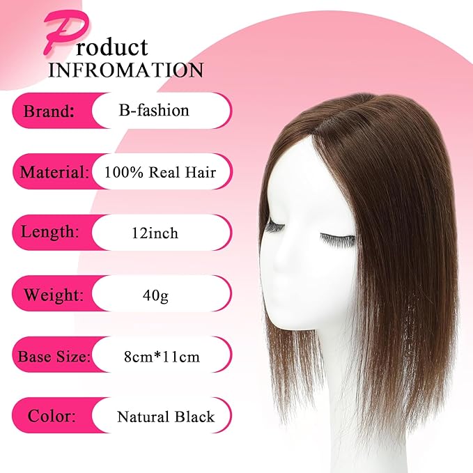 Hair Toppers for Women Real Human Hair Topper Upgrade Swiss Lace Middle Part Clip in Bangs Remy Human Hair Straight Hairpieces for Thinning Realistic Scalp 360° Cover Gray Hairy Roots Caramel Brown
