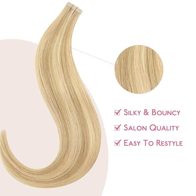 WENNALIFE Tape in Hair Extensions Human Hair Tape in Extensions, 10pcs 20g 10 inch Remy Invisible Tape Ins