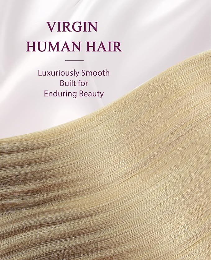 Pinkpearl Invisible Tape in Hair Extensions Human Hair, 20pcs 20inch 55g #10/27/27 Golden Brown to Caramel Blonde Injection Tape in Extensions Real Remy Seamless Human Hair Injected
