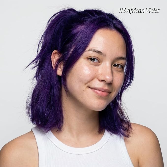Adore Semi Permanent Hair Color (113 African Violet) | Vegan & Cruelty-Free Purple Hair Dye | No Ammonia, No Peroxide, No Alcohol | 4 Fl Oz (Pack of 1)