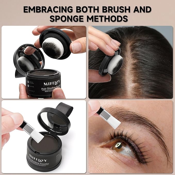 Root Touch Up Powder, Instantly Gray Hair Cover Up, Women Color Root Coverage Shadow Powder for Thinning Grey Hairline, Men Roots Concealer for Hair Loss Beard Line Eyebrow, White