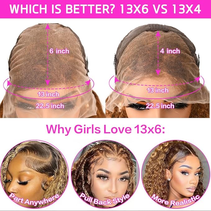 30inch Highlight Ombre Lace Front Wig Human Hair 13x6 HD Honey Blonde 4/27 Deep Wave Lace Frontal Wigs Glueless Wigs Human Hair (4/27 Honey Blonde, 32inch)