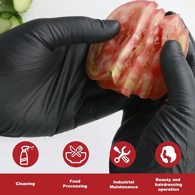 Disposable Gloves Large, Nitrile and Vinyl Blend Latex Free Gloves, 4 Mil,1000 Pc. Food Grade Glove for Cleaning, Food Prep, Hair Dye, Tattoo, Black