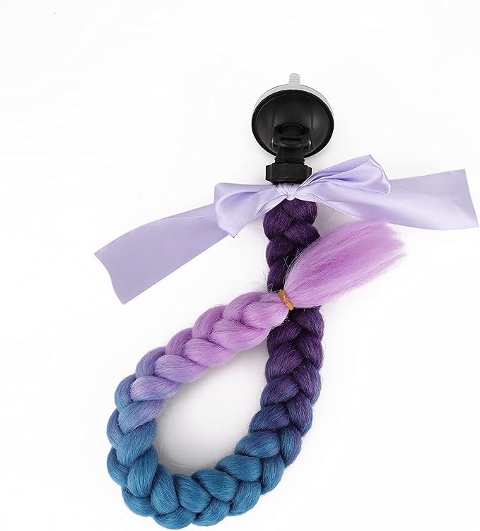 SEGO 1PCS/2PCS Helmet Pigtail Braids with Detachable Suction Cup Bowknot Ponytail Hair Many Colors (Helmet not Included)