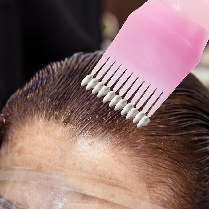 Root Comb Applicator Bottles Hair Dye Comb Bottle for Precise Application Hair Coloring and Oil Treatment Pink
