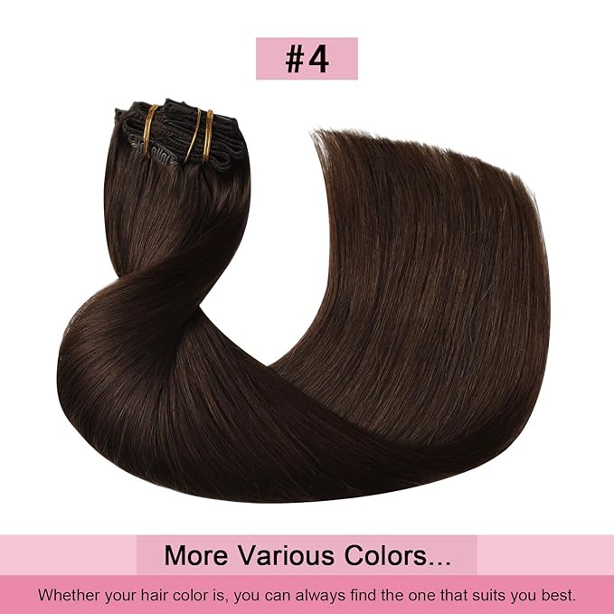 Pro2.0 Clip in Hair Extensions Real Human Hair 120g Thick 7pcs Color #4 Chocolate Brown Remy Real Human Hair Extensions Clip ins 14inch Seamless Double Weft for Women（#4-14inch）