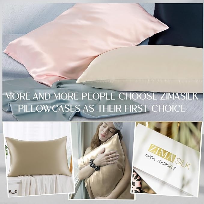ZIMASILK 100% Pure Mulberry Silk Pillow Cases for Hair and Skin, Soft, Hypoallergenic & Smooth, Both Sides Grade 6A Silk, with Hidden Zipper, Gift for Women Men,1pc (King 20''x36'',Taupe)